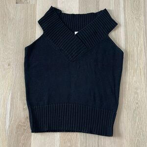 Liz Claiborne V-Neck Sweater Vest - Black Medium